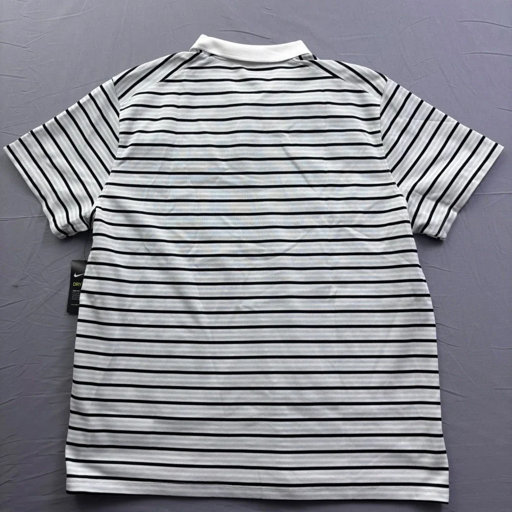 Nike Mens Adelphi University Dri-FIT Striped Golf Polo Shirt White Size XXL NWT